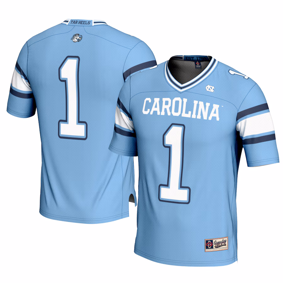 Youth GameDay Greats Carolina Blue North Carolina Tar Heels #1 Football Jersey - ujerseystore