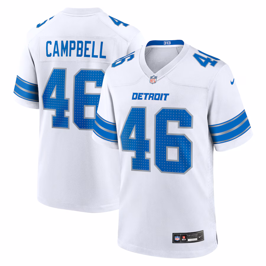 Men's Detroit Lions Jack Campbell Nike White White Game Jersey - ujerseystore