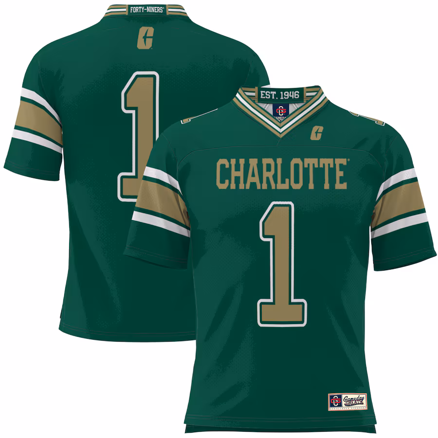 Youth GameDay Greats #1 Green Charlotte 49ers Football Jersey - ujerseystore