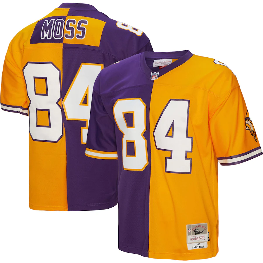 Men's Minnesota Vikings Randy Moss Mitchell & Ness Purple/Gold 1998 Split Legacy Replica Jersey - ujerseystore