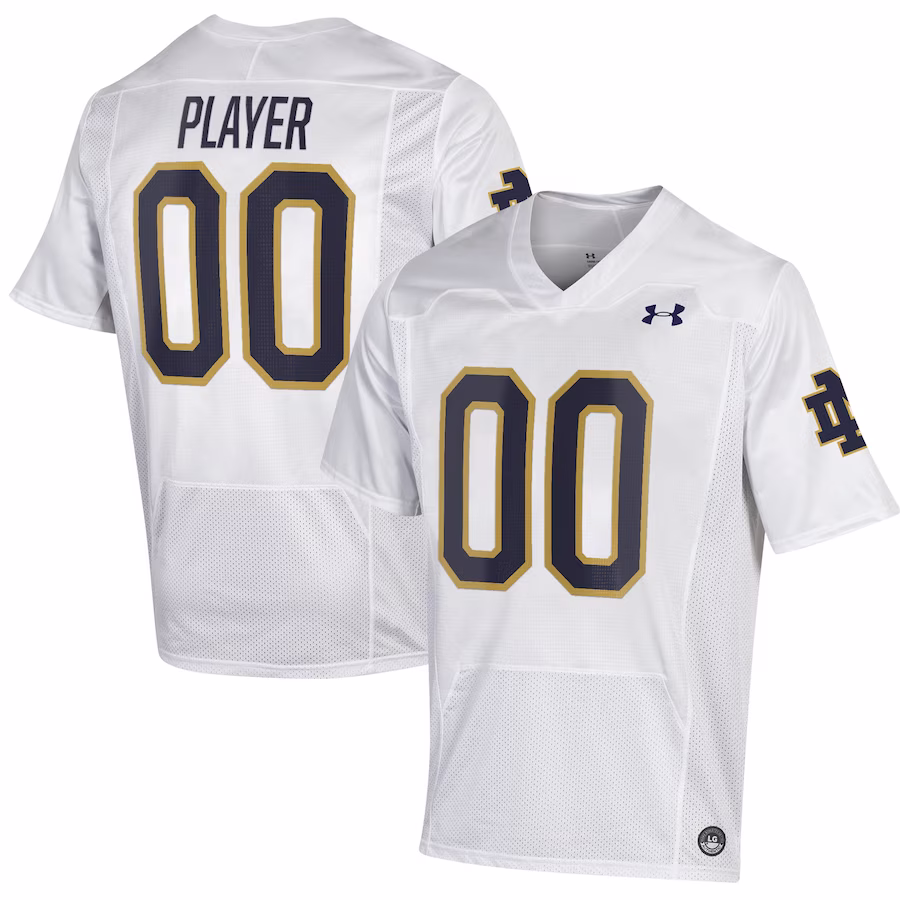 Notre Dame Fighting Irish Under Armour Pick-A-Player NIL Replica Football Jersey - White - ujerseystore