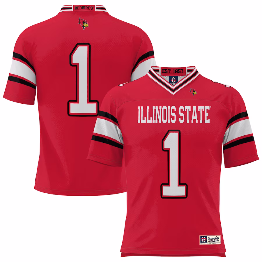 #1 Illinois State Redbirds GameDay Greats Endzone Football Jersey - Red - ujerseystore