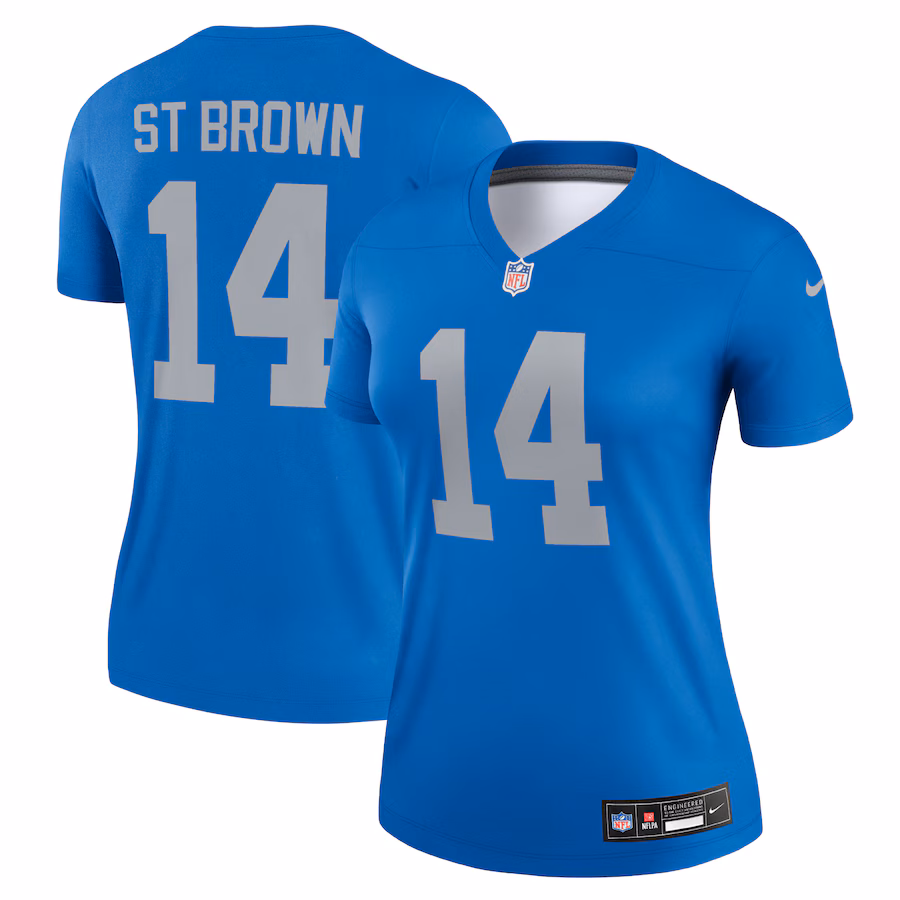 Women's Detroit Lions Amon-Ra St. Brown Nike Blue Alternate Legend Player Performance Top - ujerseystore