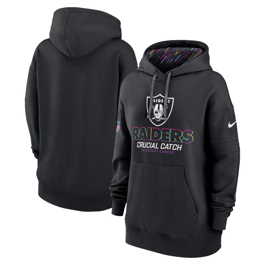 Women's Las Vegas Raiders  Nike Black 2024 NFL Crucial Catch Club Pullover Hoodie - ujerseystore