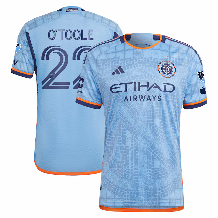 Men's New York City FC Kevin O'Toole adidas Sky Blue 2024 The Interboro Kit Authentic Player Jersey - ujerseystore