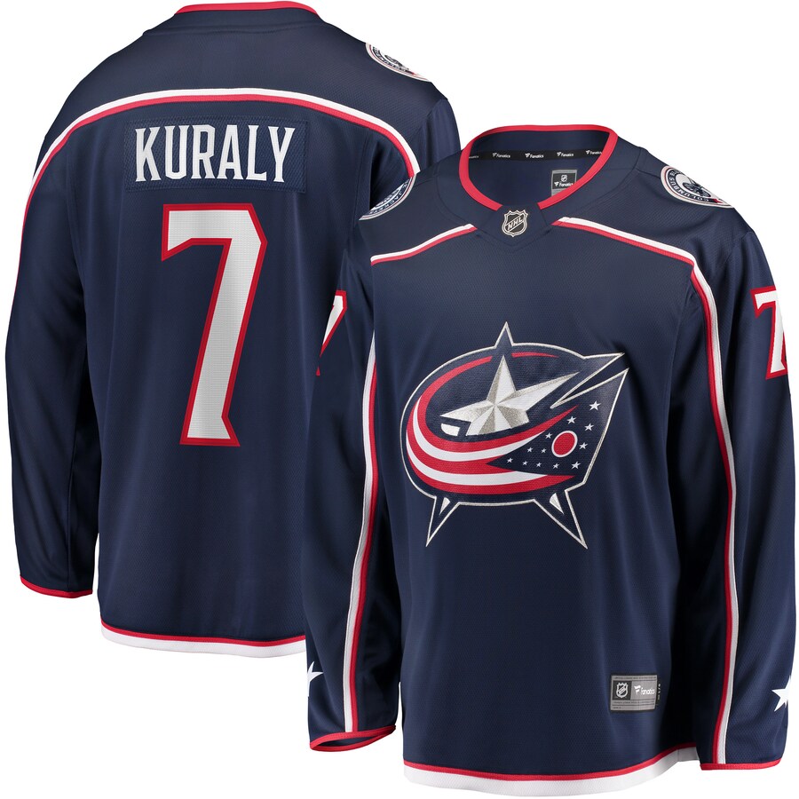 Men's Columbus Blue Jackets Sean Kuraly Fanatics Branded Navy Home Breakaway Player Jersey - ujerseystore