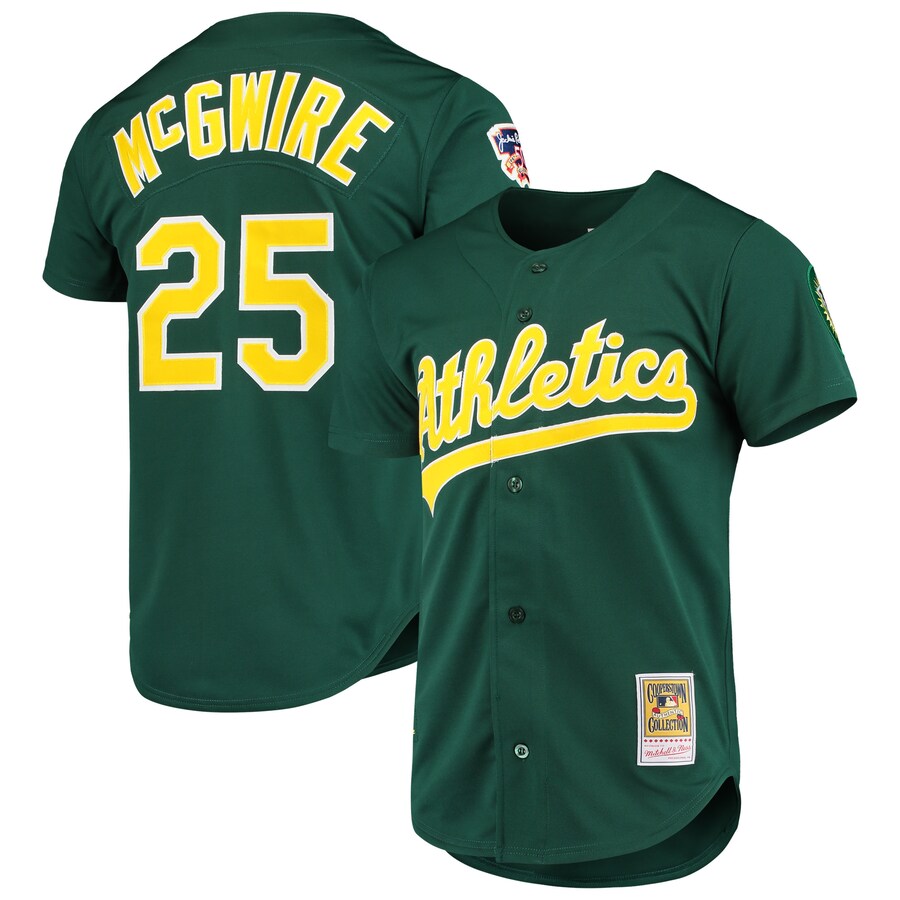 Men's Athletics Mark McGwire Mitchell & Ness Green 1997 Cooperstown Collection Authentic Jersey - ujerseystore