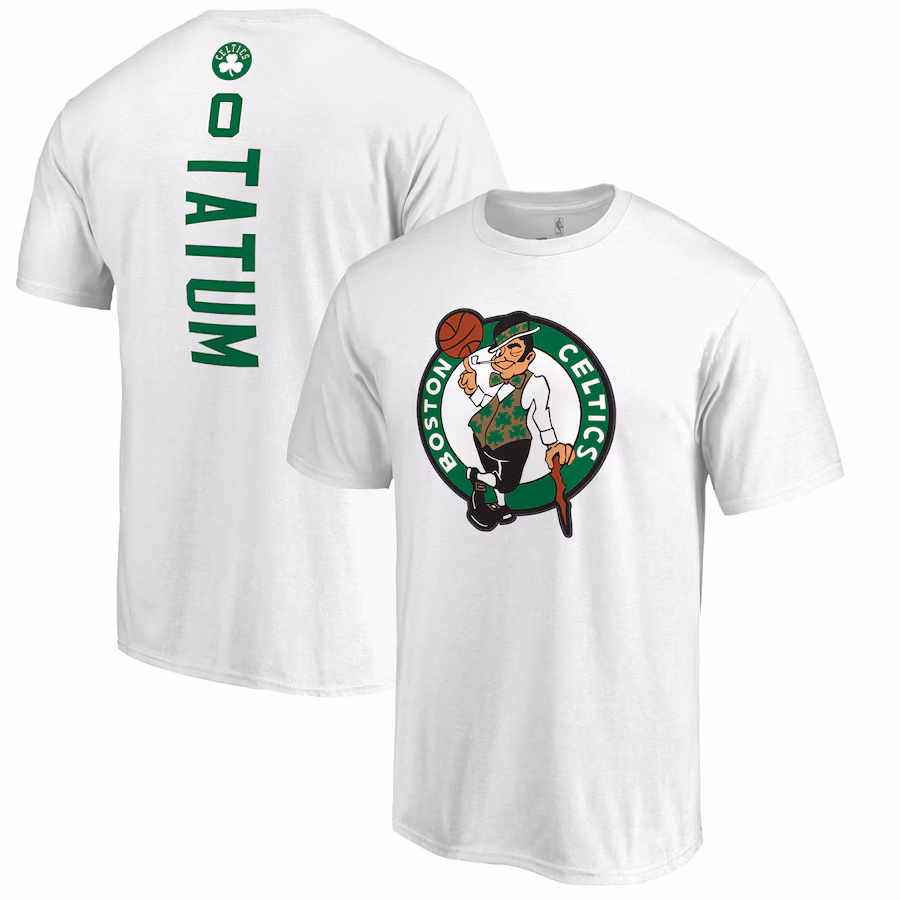 Men's Boston Celtics Jayson Tatum White Backer Name & Number T-Shirt - ujerseystore