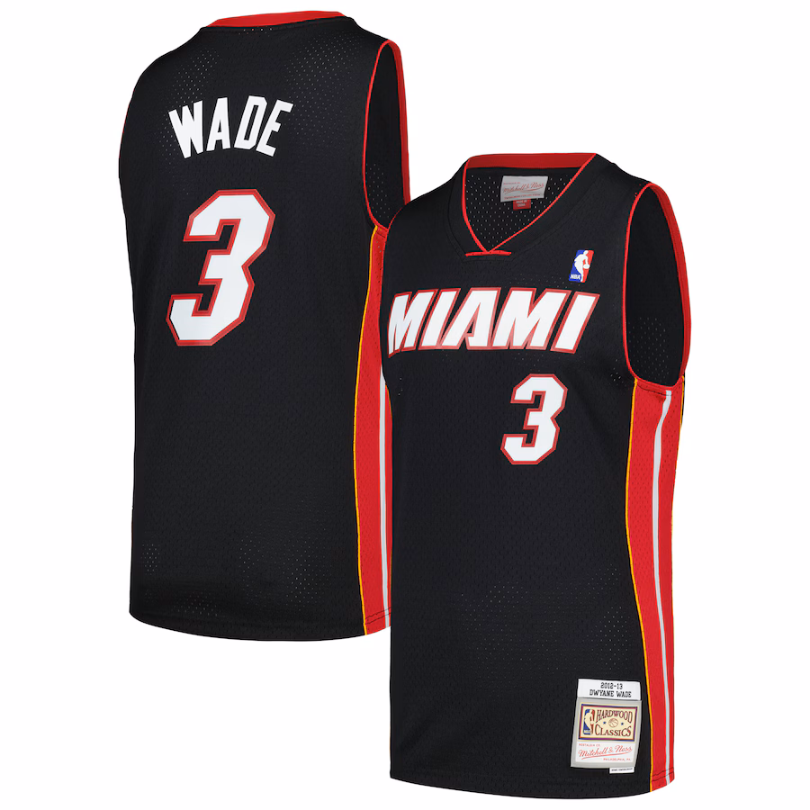 Men's Miami Heat Dwyane Wade Mitchell & Ness Black 2012/13 Hardwood Classics Swingman Jersey - ujerseystore
