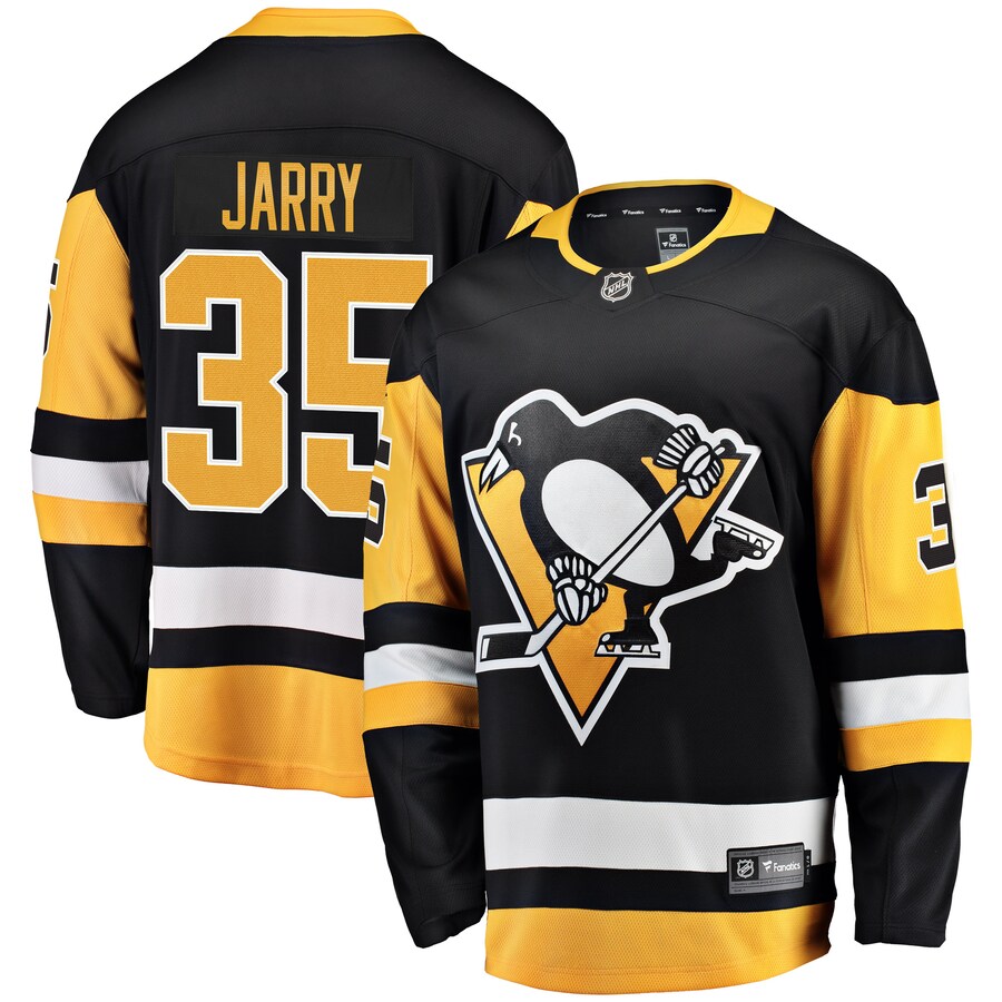 Men's Pittsburgh Penguins Tristan Jarry Fanatics Branded Black Home Breakaway Player Jersey - ujerseystore