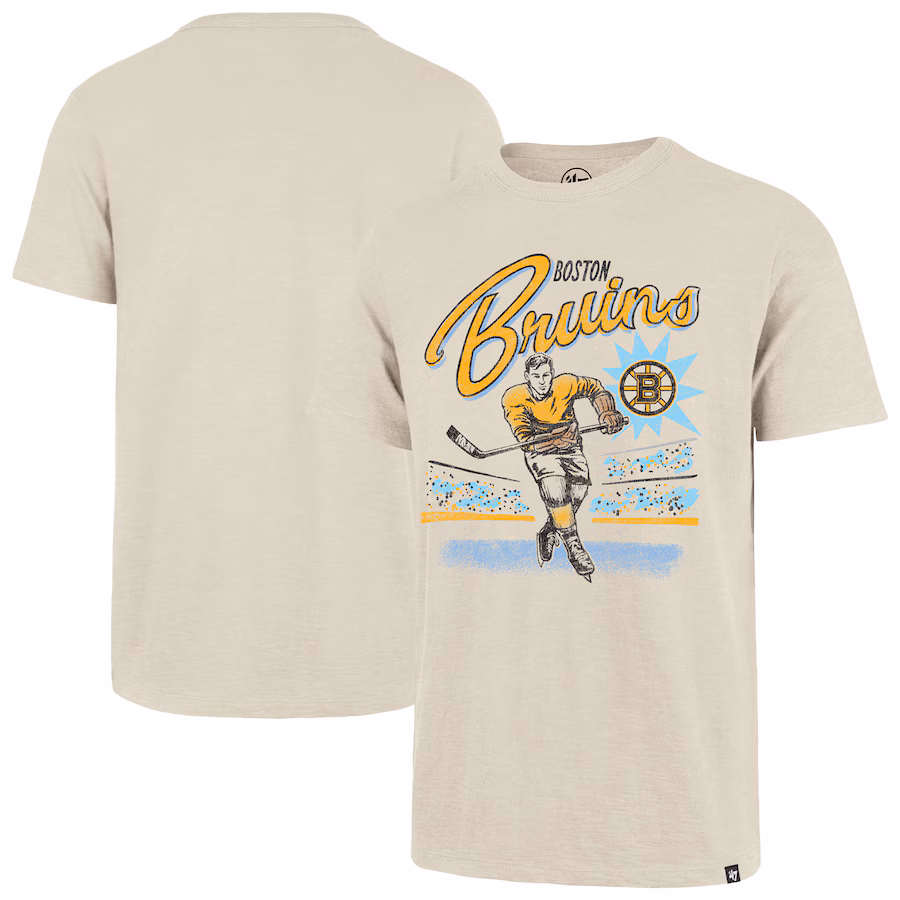 Men's Boston Bruins '47 Natural Hockey Player Golden Age Scrum T-Shirt - ujerseystore