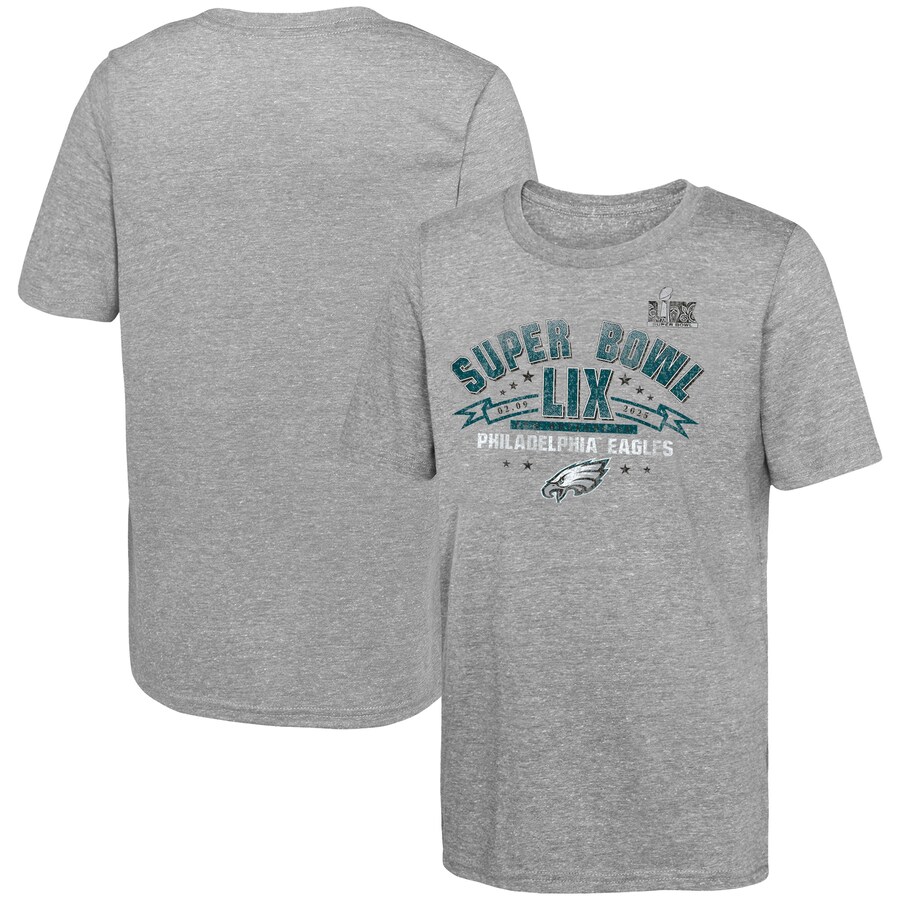 Youth Philadelphia Eagles Fanatics Heather Gray Super Bowl LIX Made It T-Shirt - ujerseystore