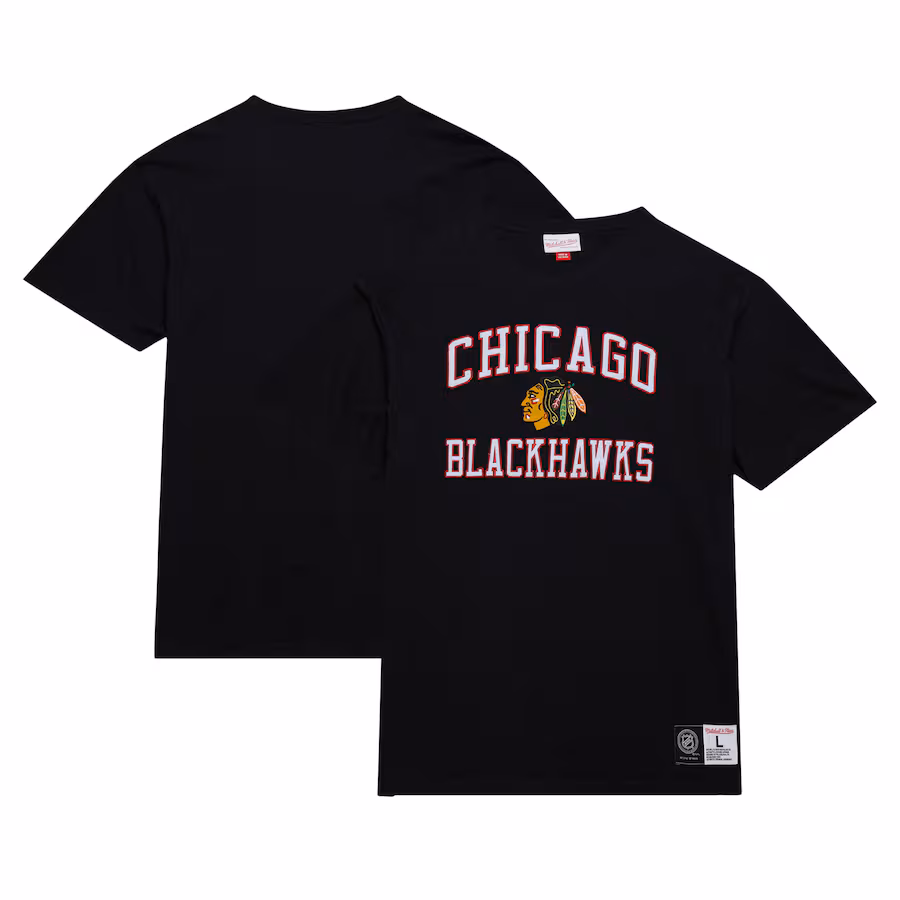 Men's Chicago Blackhawks Mitchell & Ness Black Legendary Slub T-Shirt - ujerseystore