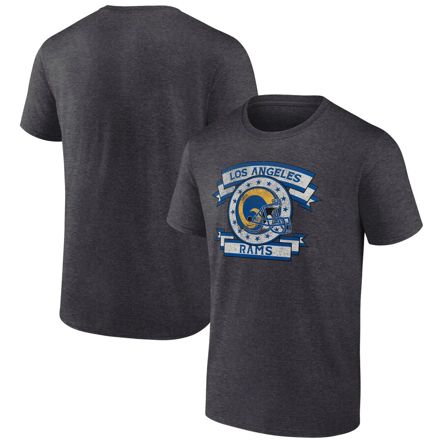 Men's Los Angeles Rams Fanatics Heather Charcoal Wingback Carry T-Shirt - ujerseystore