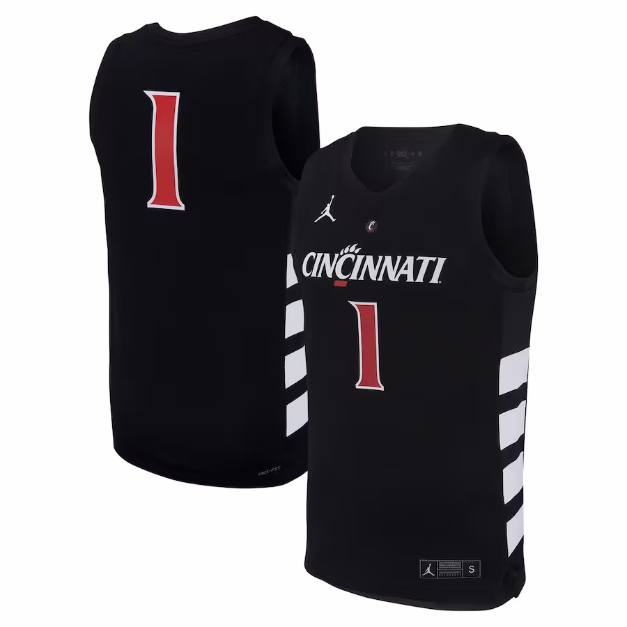 #1 Cincinnati Bearcats Jordan Brand Replica Basketball Jersey - Black - ujerseystore