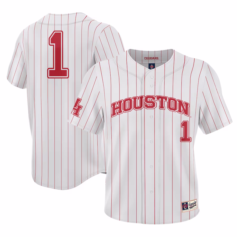 #1 Houston Cougars GameDay Greats Lightweight Baseball Jersey - White - ujerseystore