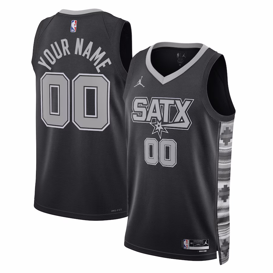 Unisex San Antonio Spurs Jordan Brand Black 2022/23 Swingman Custom Jersey - Statement Edition - ujerseystore