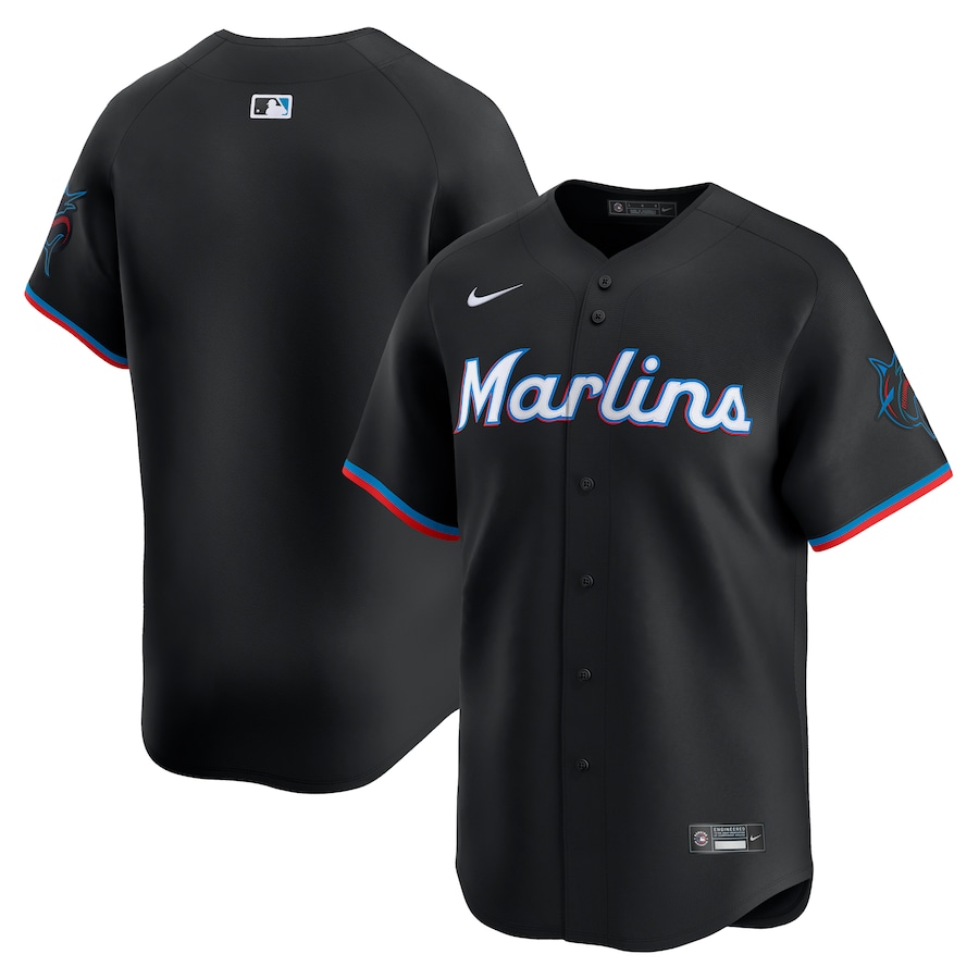 Men's Miami Marlins  Nike Black  Alternate Limited Jersey - ujerseystore