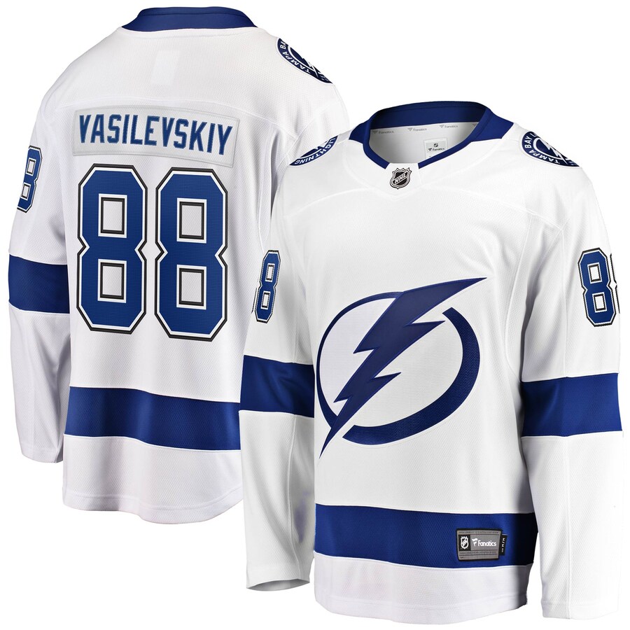 Men's Tampa Bay Lightning Andrei Vasilevskiy Fanatics Branded White Away Premier Breakaway Player Jersey - ujerseystore