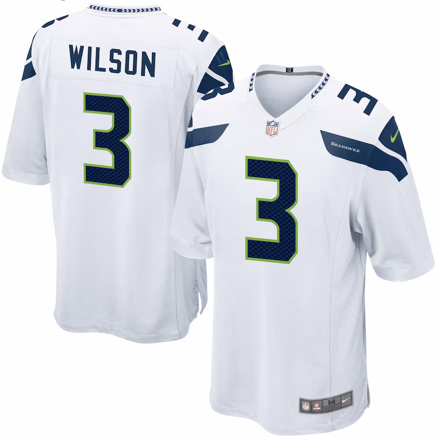 Mens Seattle Seahawks Russell Wilson Nike White Game Jersey - ujerseystore