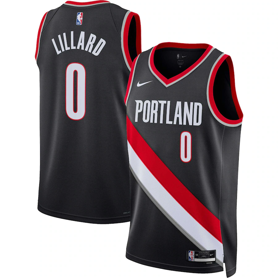 Unisex Portland Trail Blazers Damian Lillard Nike Black Swingman Jersey - Icon Edition - ujerseystore