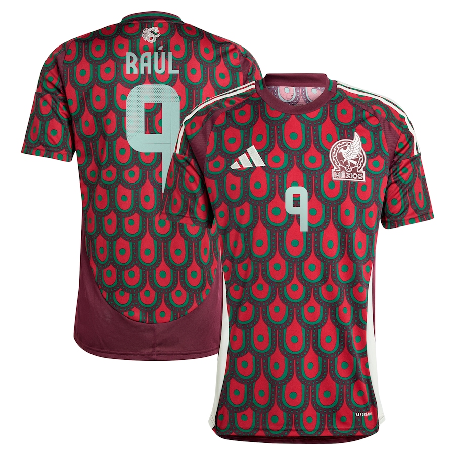 Men's Mexico National Team Raul Jimenez adidas Burgundy 2024 Home Replica Player Jersey - ujerseystore