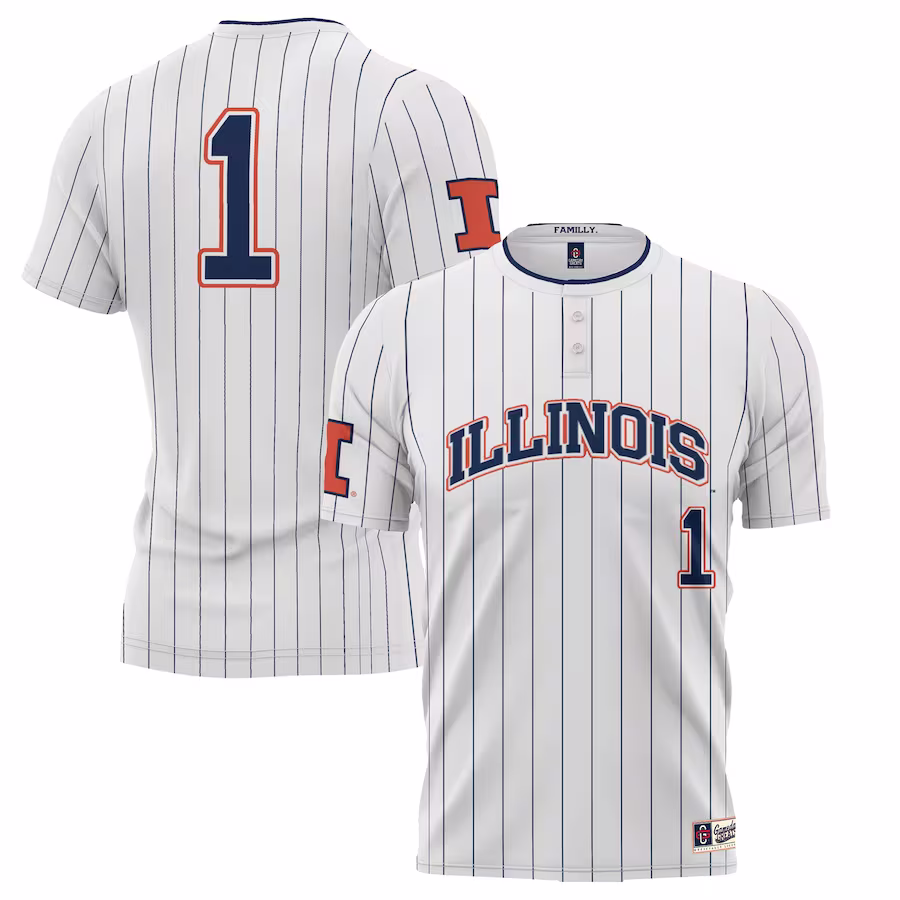#1 Illinois Fighting Illini GameDay Greats Unisex Lightweight Softball Jersey - White - ujerseystore
