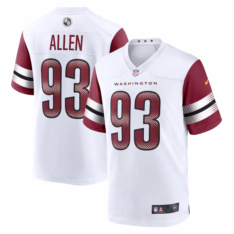 Men's Washington Commanders Jonathan Allen Nike White Game Jersey - ujerseystore
