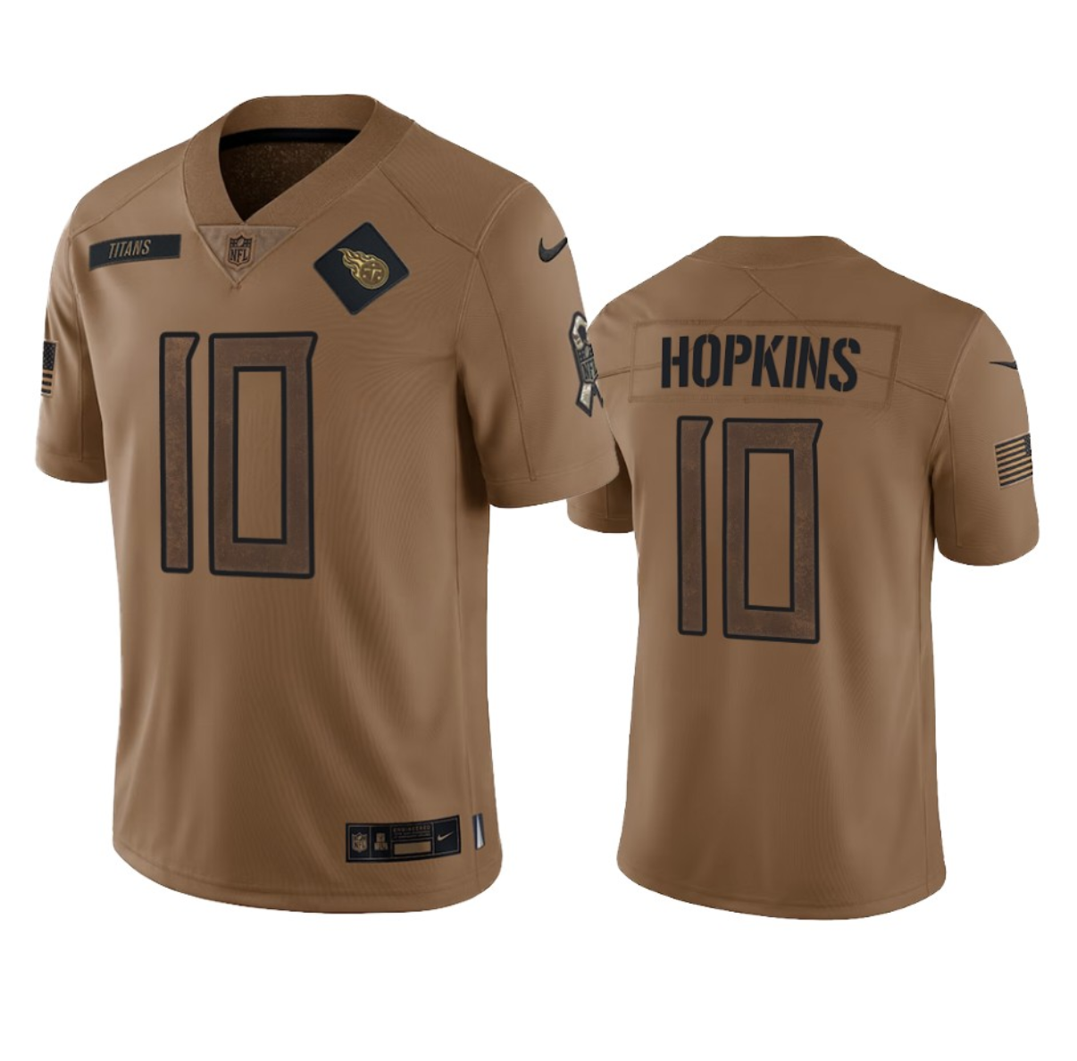 Men's Tennessee Titans #10 DeAndre Hopkins 2023 Brown Salute To Service Football Stitched Jersey - ujerseystore