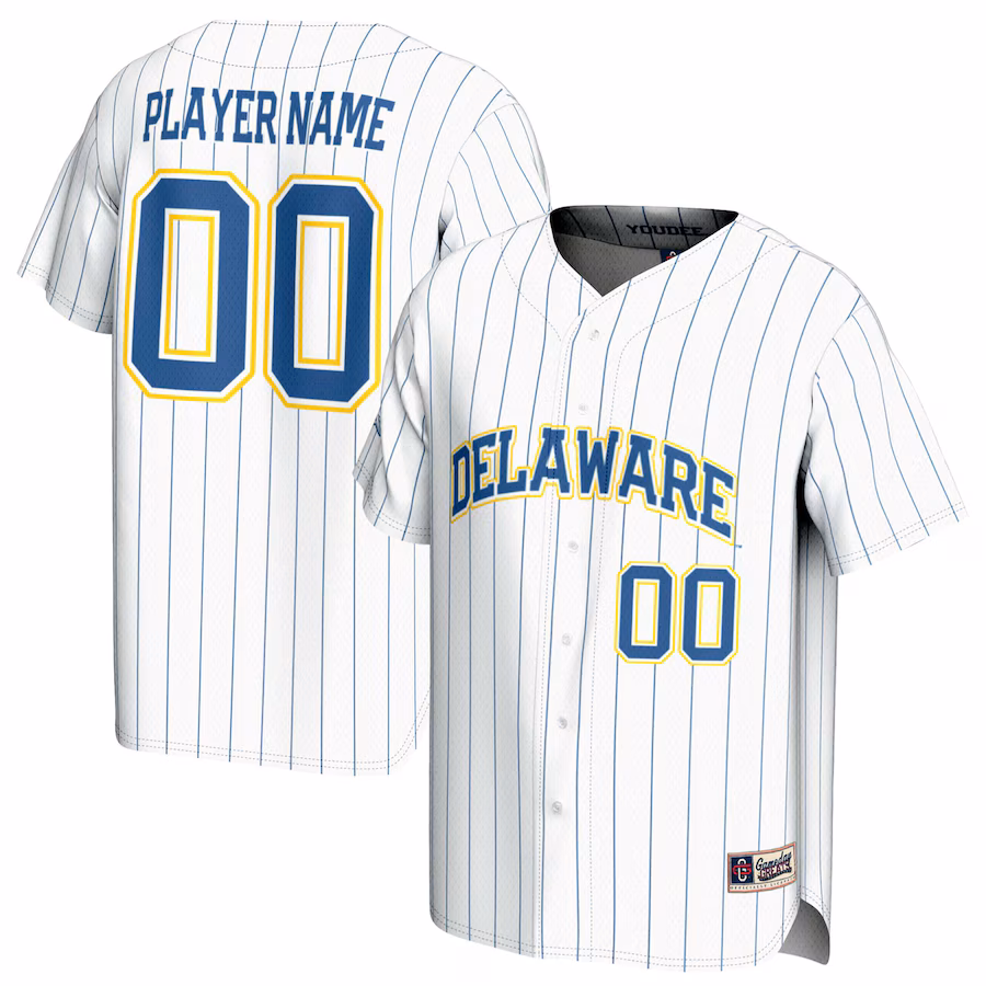 Delaware Fightin' Blue Hens GameDay Greats Youth NIL Pick-A-Player Baseball Lightweight Jersey - White - ujerseystore