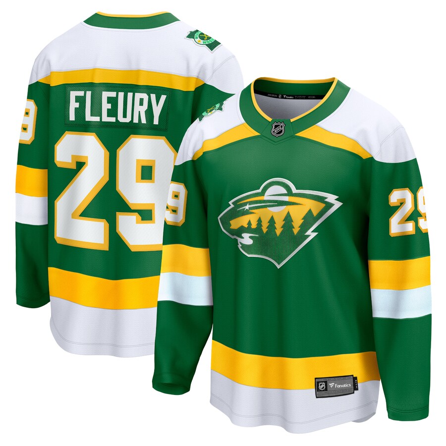 Men's Minnesota Wild Marc-Andre Fleury Fanatics Branded Green 2023/24 Alternate Premier Breakaway Player Jersey - ujerseystore
