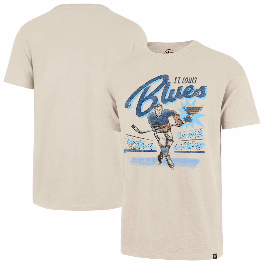 Men's St. Louis Blues '47 Natural Hockey Player Golden Age Scrum T-Shirt - ujerseystore