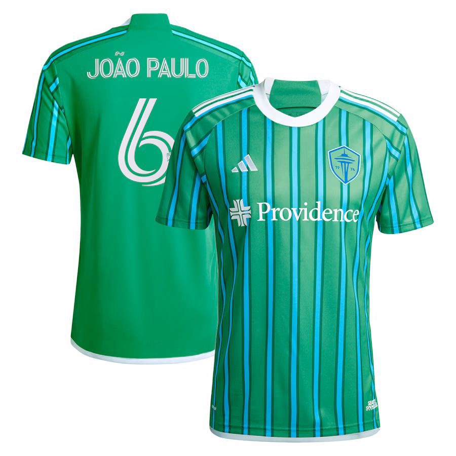 Men's Seattle Sounders FC Joao Paulo adidas Green 2024 The Anniversary Kit Replica Player Jersey - ujerseystore