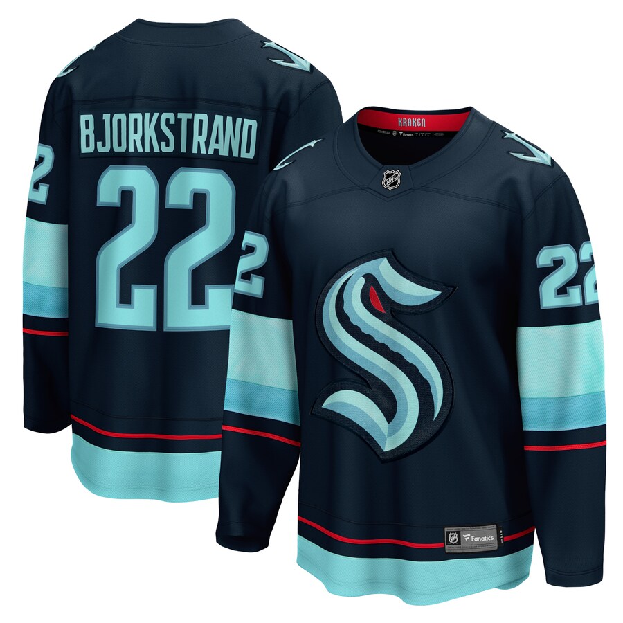 Men's Seattle Kraken Oliver Bjorkstrand Fanatics Branded Deep Sea Blue Home Breakaway Player Jersey - ujerseystore