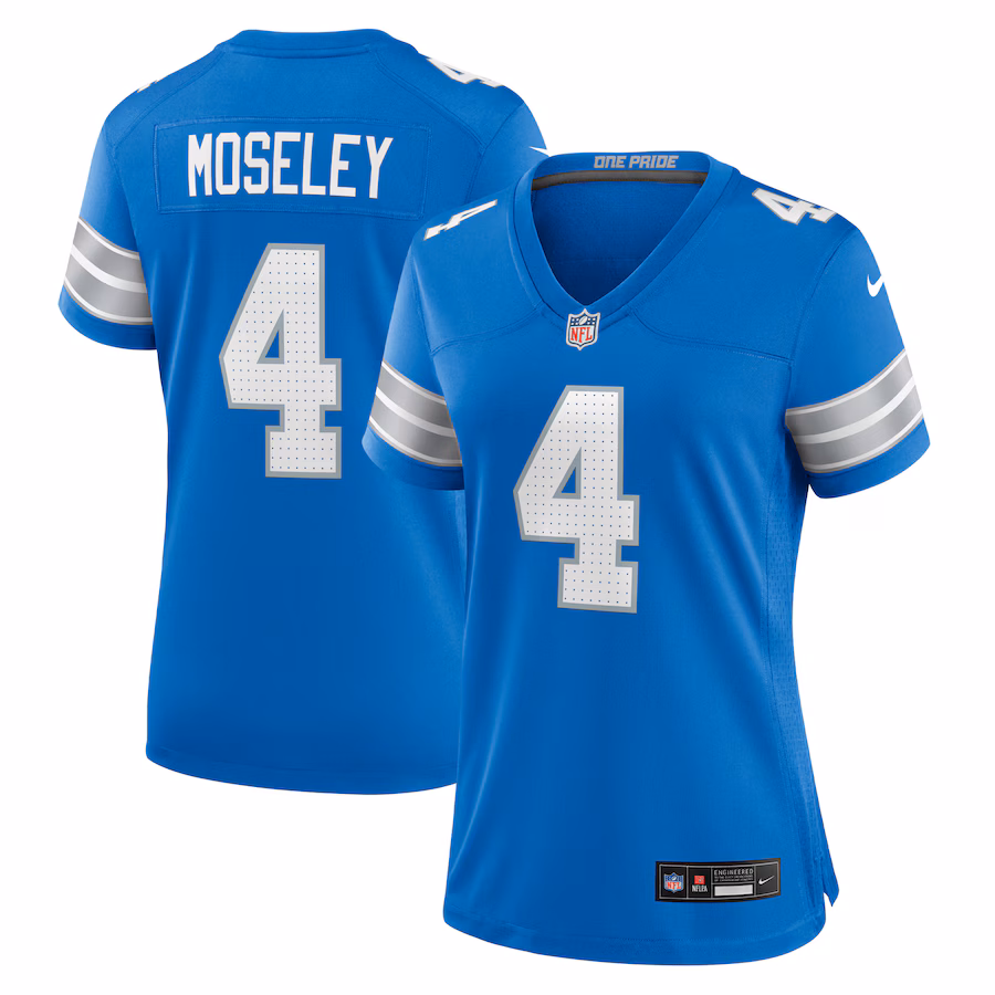 Women's Detroit Lions Emmanuel Moseley Nike Blue Team Game Jersey - ujerseystore