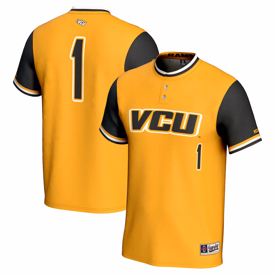 #1 VCU Rams GameDay Greats Youth Lightweight Softball Jersey - Gold - ujerseystore