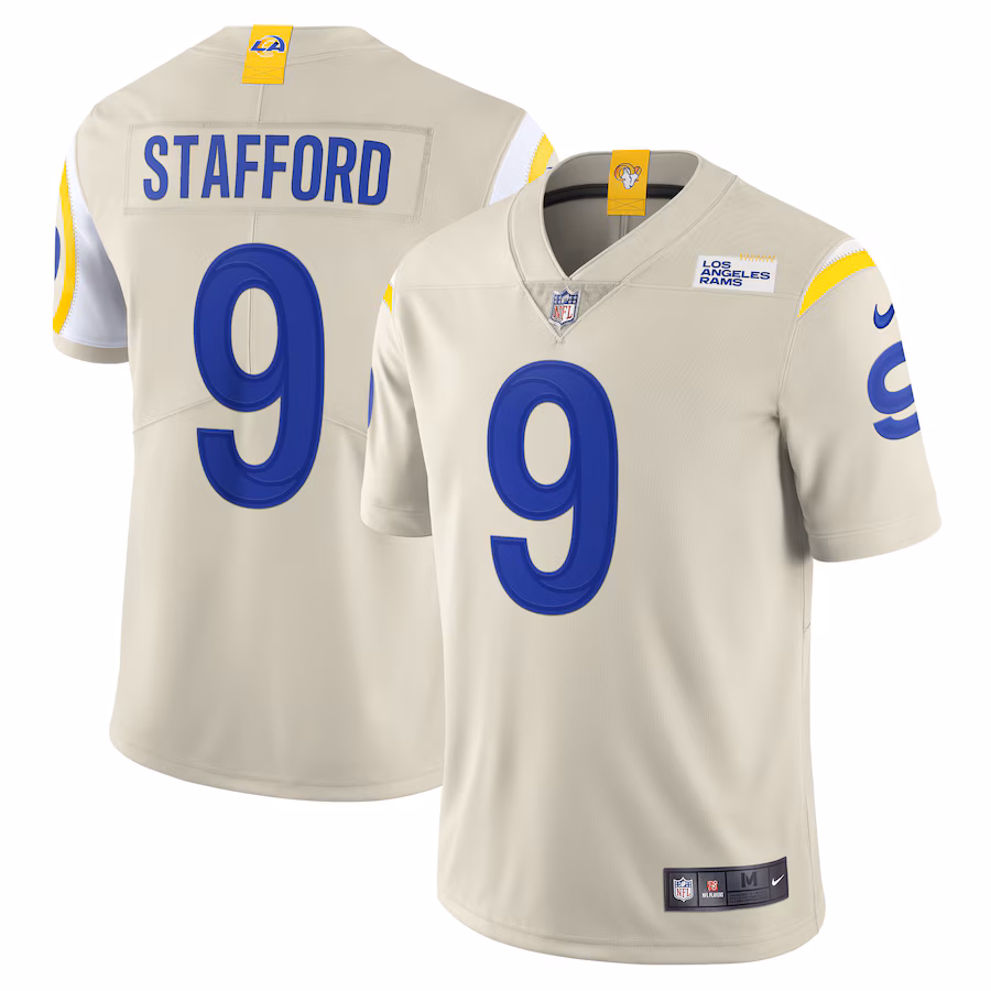 Men's Los Angeles Rams Matthew Stafford Nike Bone Vapor Limited Jersey - ujerseystore