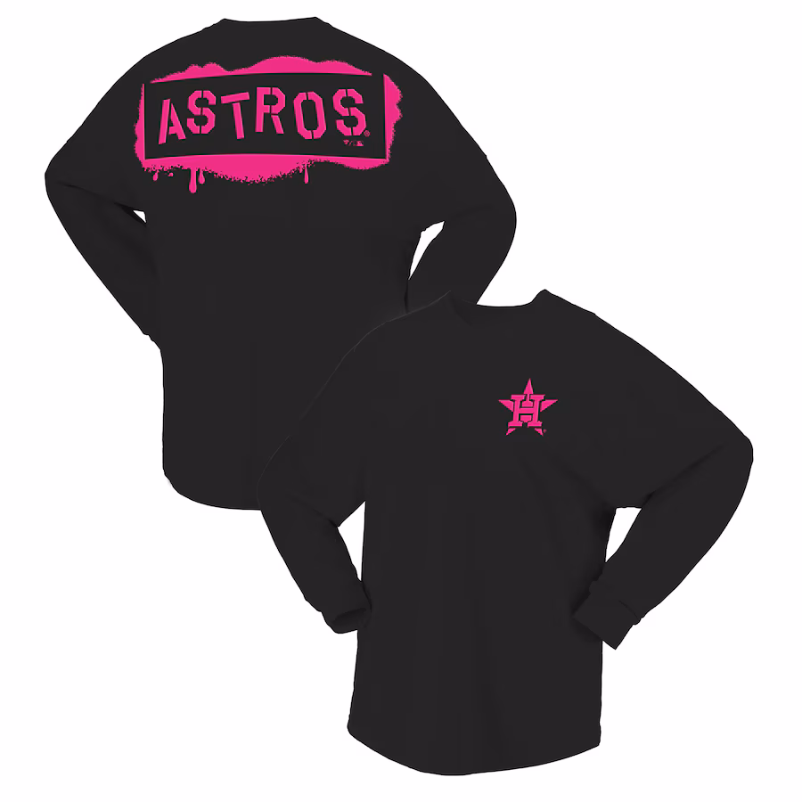 Women's Houston Astros Fanatics Black Neon Jersey Long Sleeve T-Shirt - ujerseystore