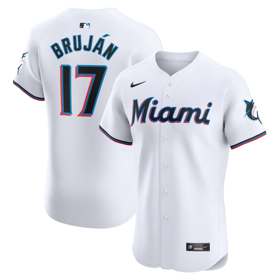Men's Miami Marlins Vidal Brujan Nike White Home Elite Player Jersey - ujerseystore
