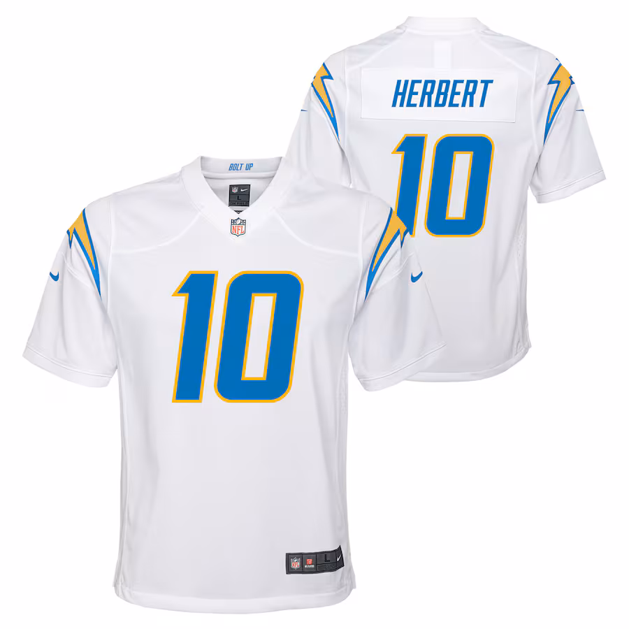 Youth Los Angeles Chargers Justin Herbert Nike White Game Jersey - ujerseystore