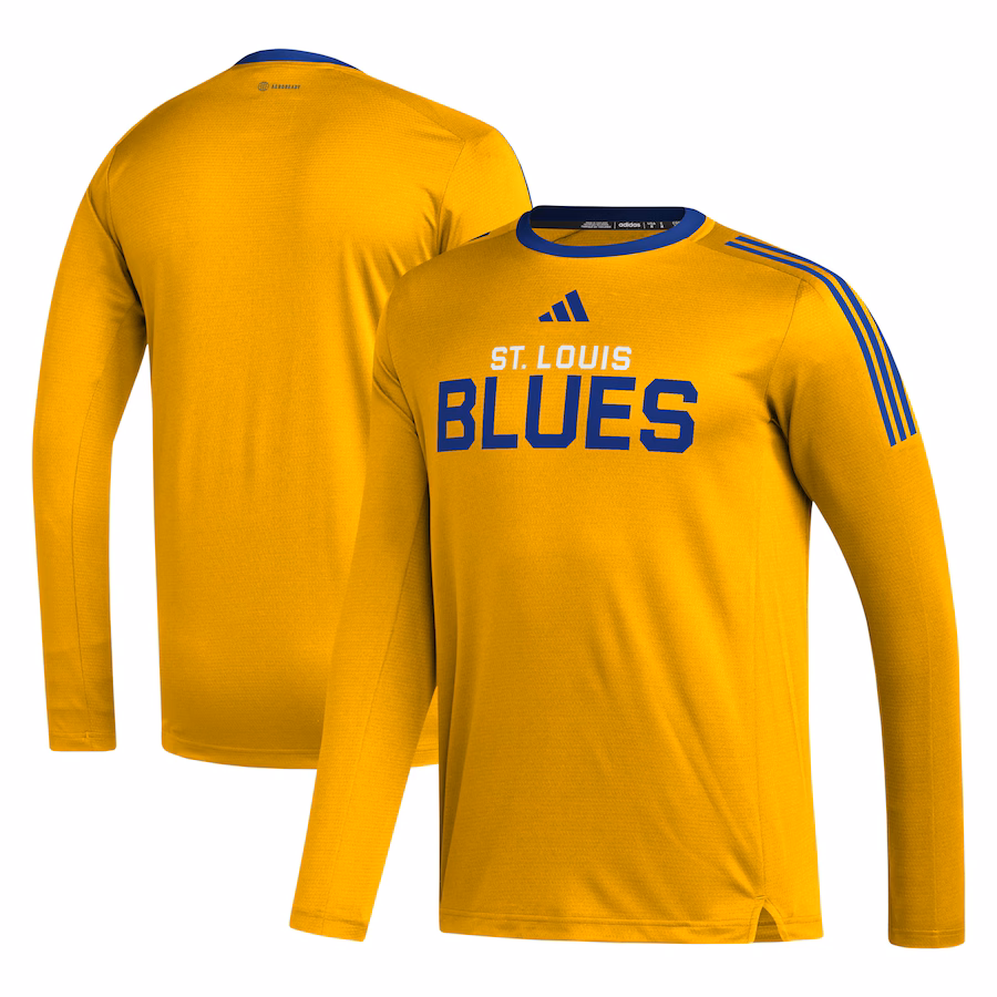Men's St. Louis Blues adidas Gold AEROREADY® Long Sleeve T-Shirt - ujerseystore