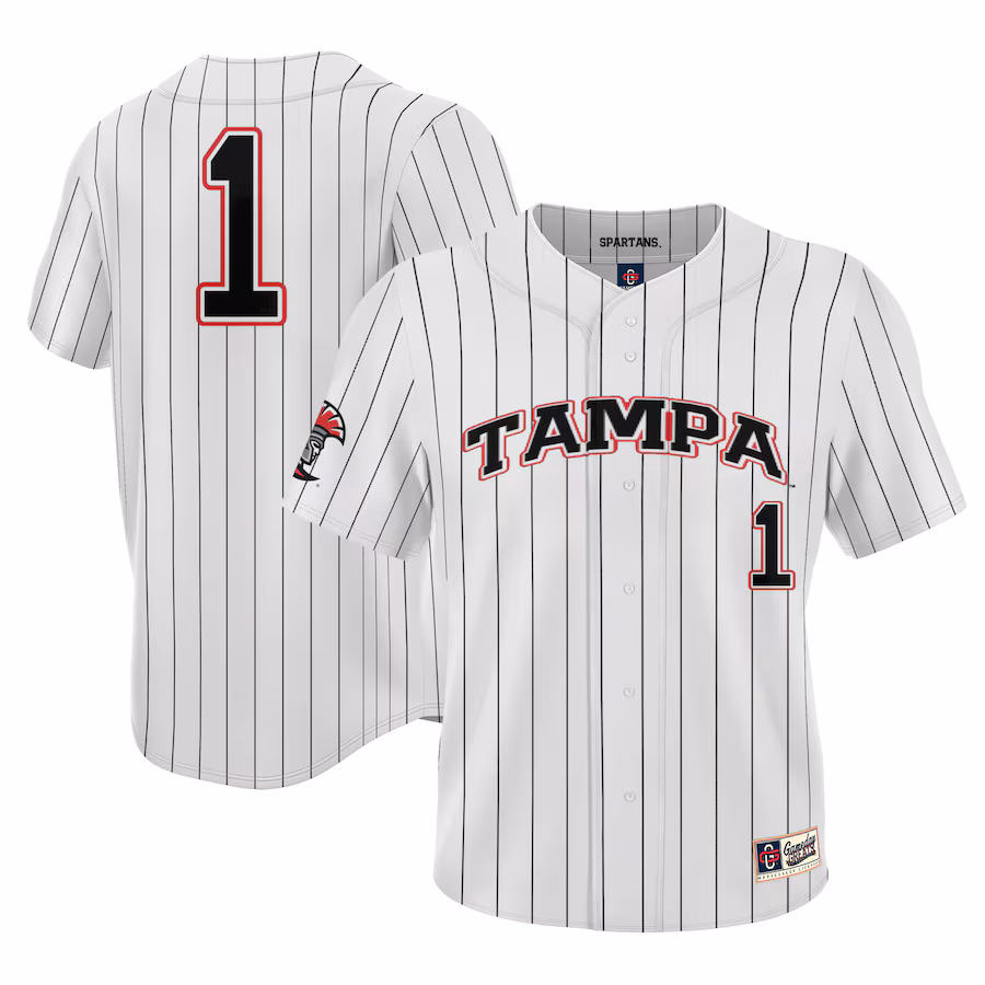 #1 Tampa Spartans GameDay Greats Lightweight Baseball Jersey - White - ujerseystore