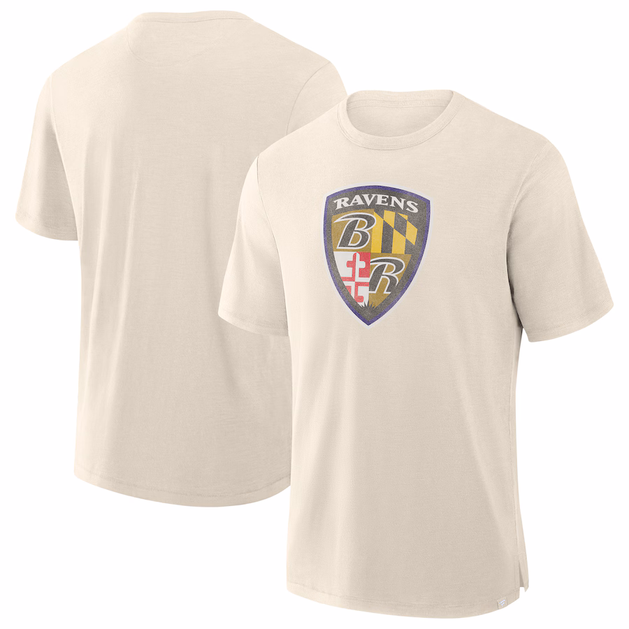 Men's Baltimore Ravens  Fanatics Cream Slub T-Shirt - ujerseystore