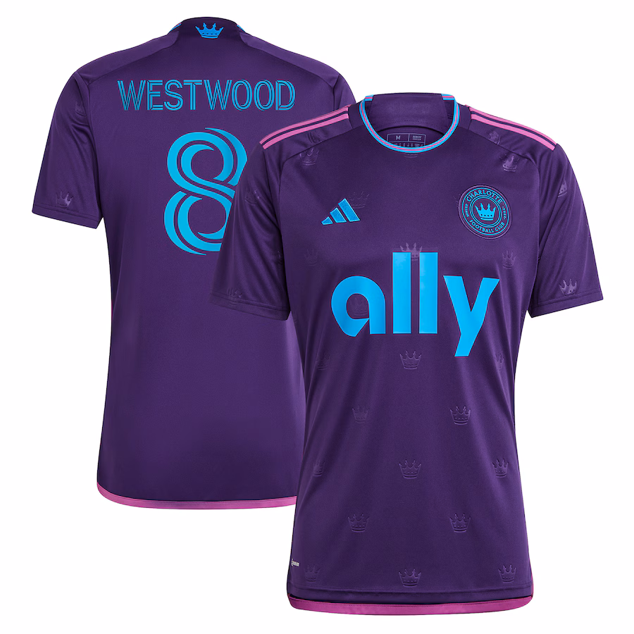 Men's Charlotte FC Ashley Westwood adidas Purple 2023 Crown Jewel Kit Replica Jersey - ujerseystore
