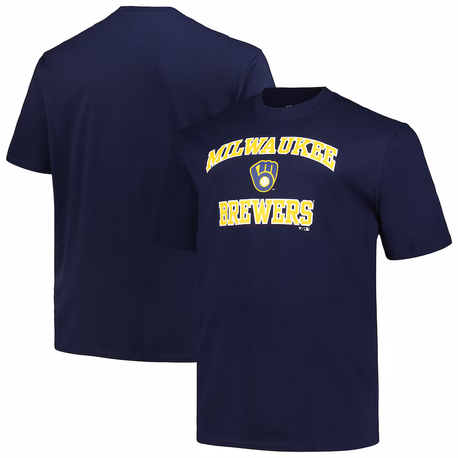 Men's Milwaukee Brewers Profile Navy Big & Tall Heart & Soul T-Shirt - ujerseystore