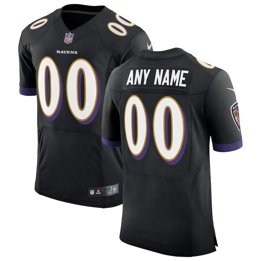 Men's Baltimore Ravens Nike Black Speed Machine Elite Custom Jersey - ujerseystore
