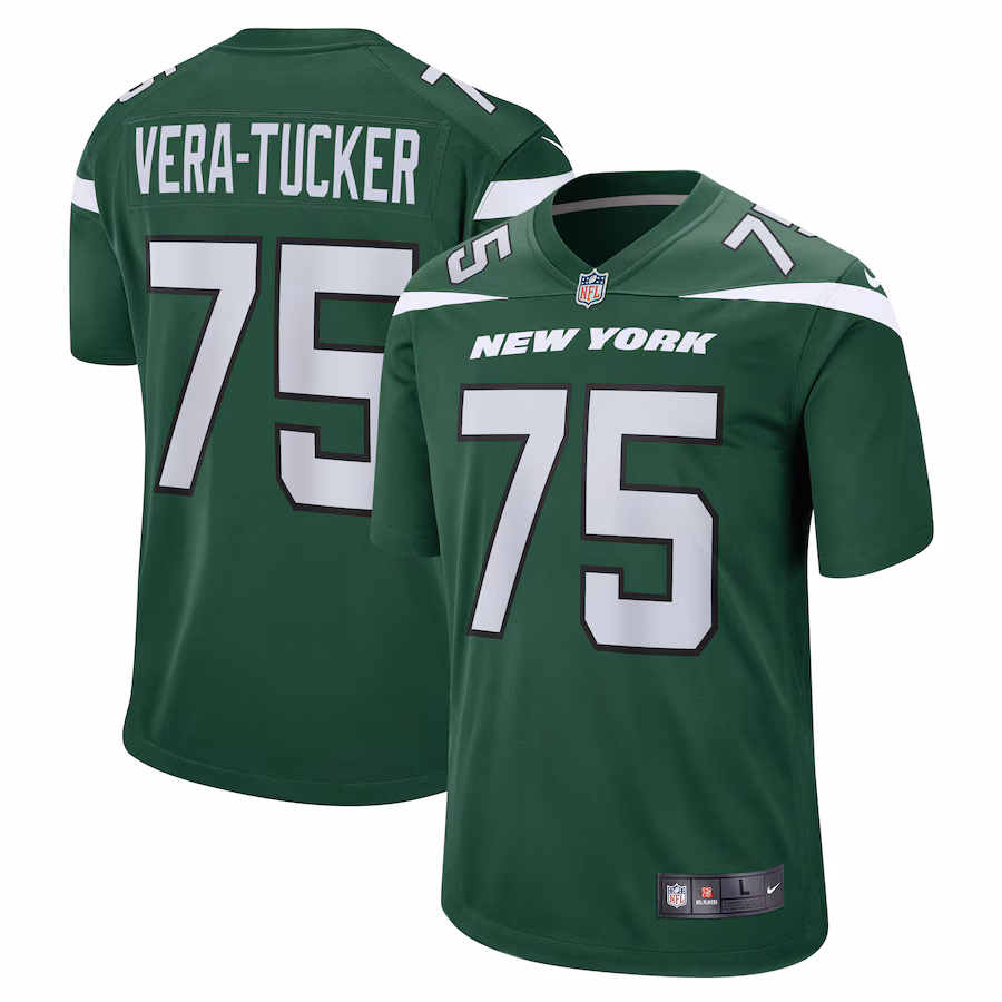 Men's New York Jets Alijah Vera-Tucker Nike Gotham Green Game Player Jersey - ujerseystore