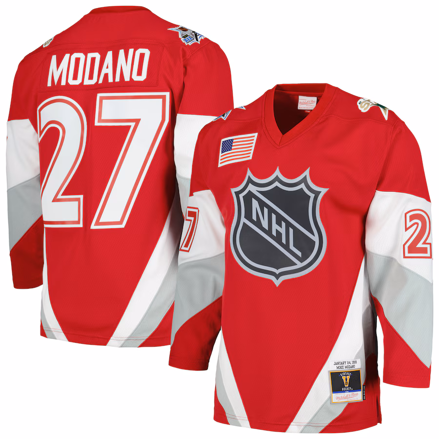 Men's Mike Modano Mitchell & Ness Scarlet 1999 NHL All-Star Game Blue Line Player Jersey - ujerseystore