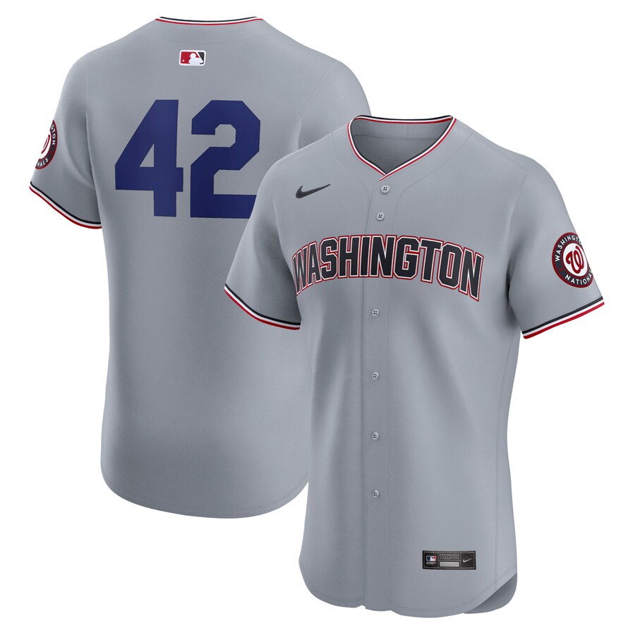 Men's Washington Nationals Nike Gray Road 2024 Jackie Robinson Day Elite Jersey - ujerseystore