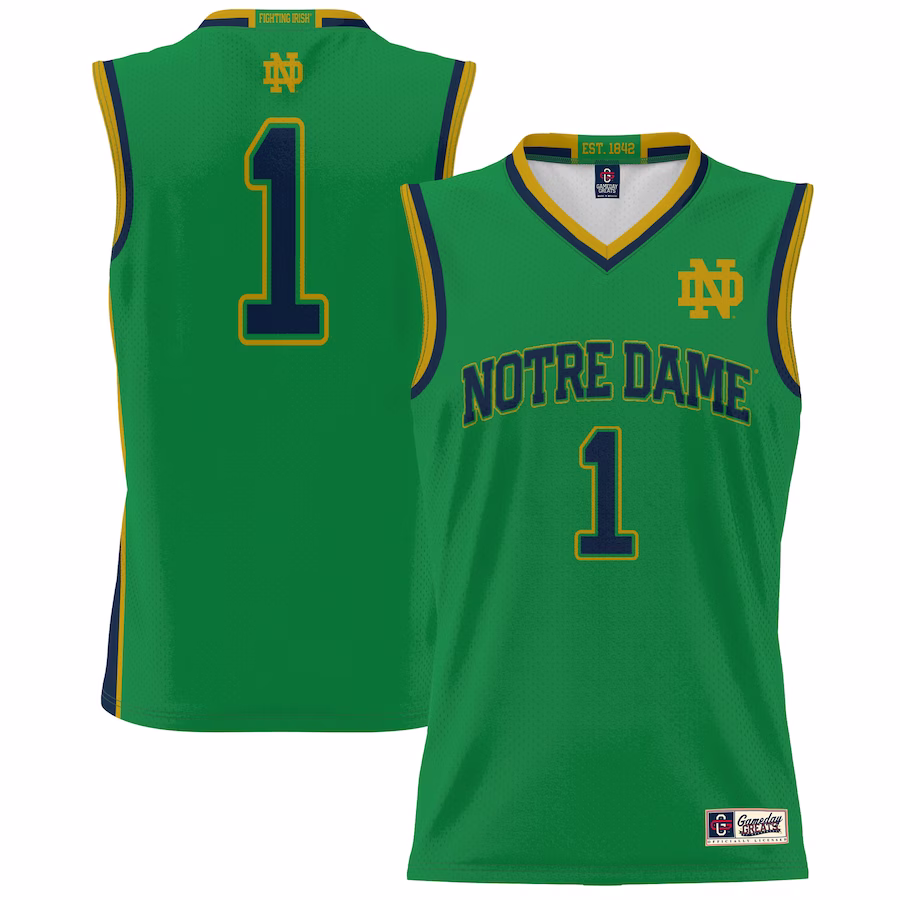 #1 Notre Dame Fighting Irish GameDay Greats Youth Lightweight Basketball Jersey - Green - ujerseystore